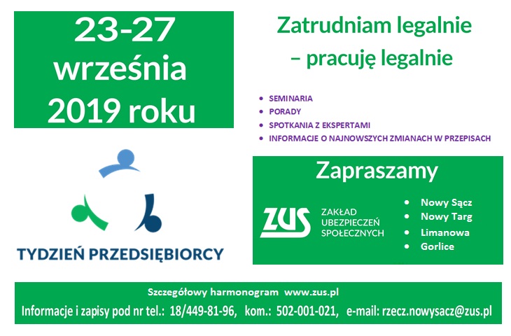 Tydzień Przedsiębiorcy w ZUS – bezpłatne szkolenia i porady ekspertów