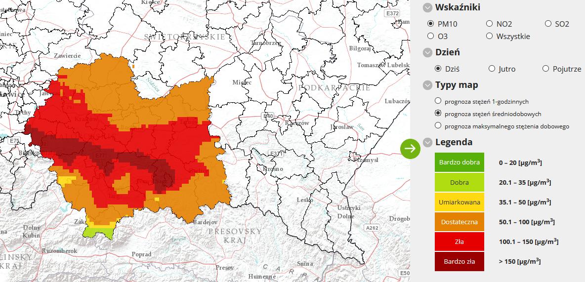 Ostrzeżenie o zanieczyszczeniu powietrza