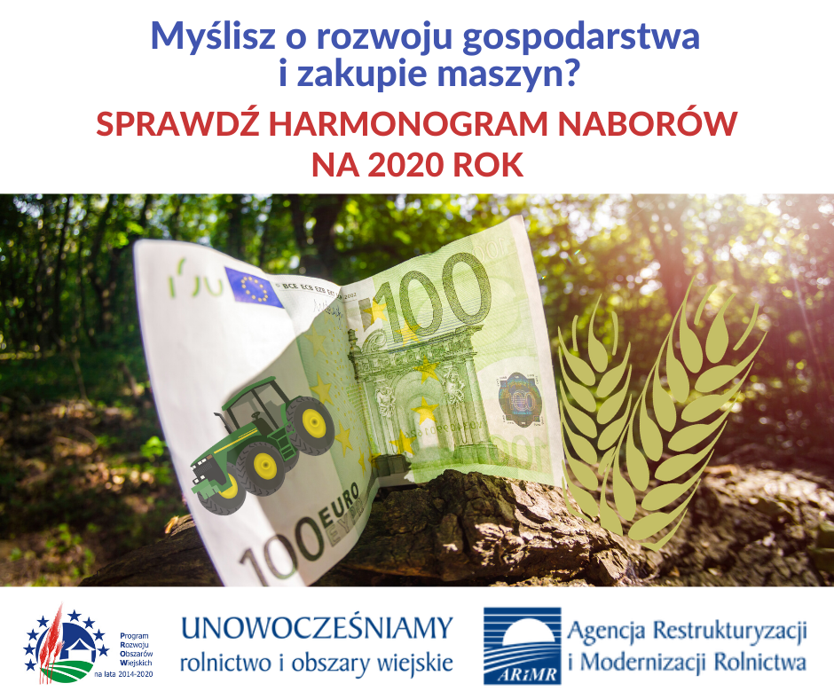 Harmonogram naborów wniosków w ramach PROW 2014-2020