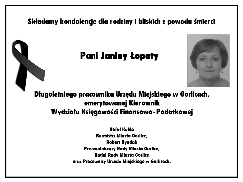 Nekrolog Janiny Łopaty.