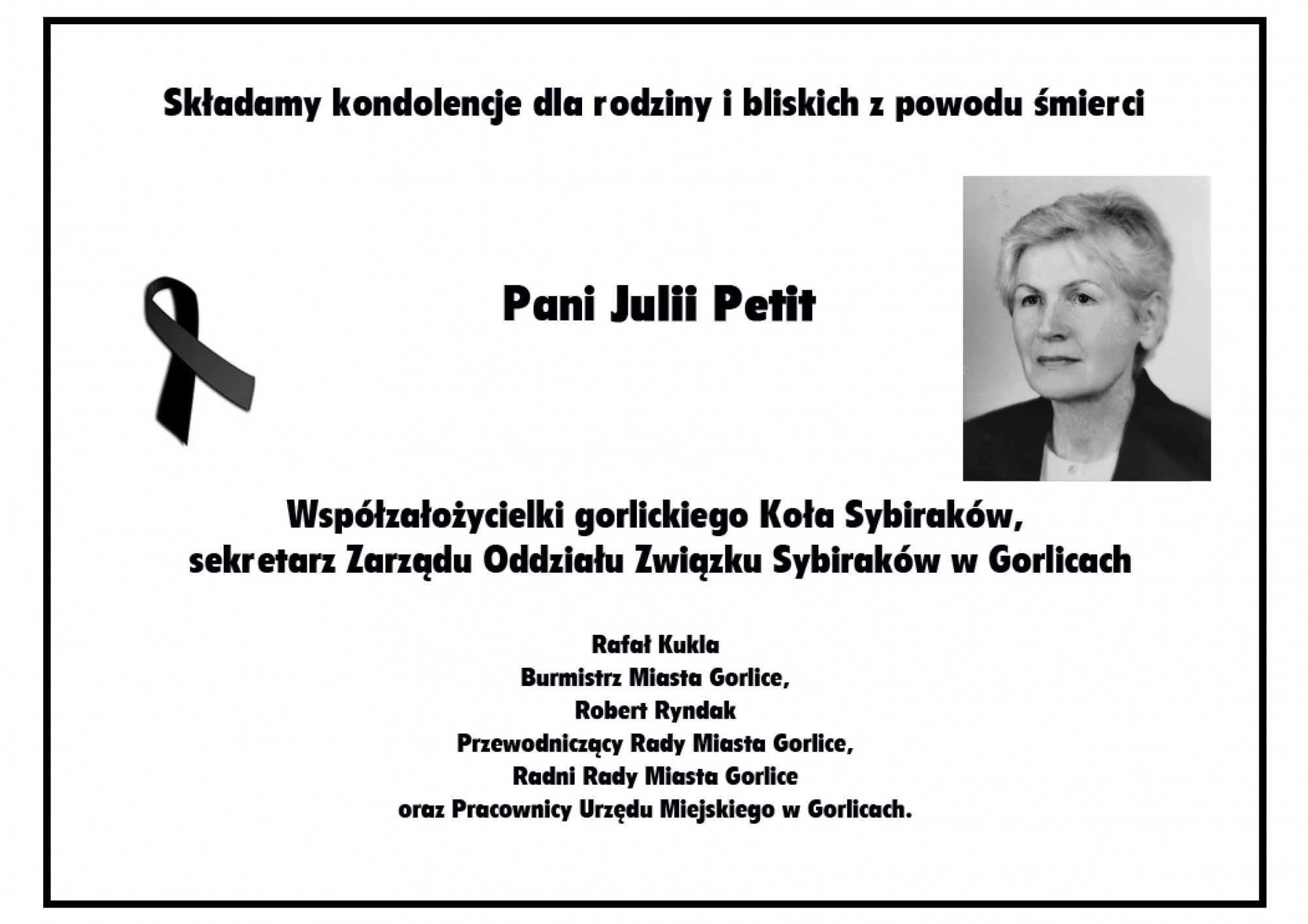 Nekrolog Julii Petit.