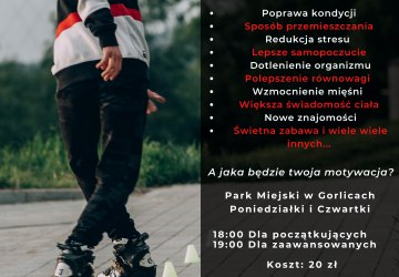 Cykliczne lekcje jazdy na rolkach w gorlickim Parku