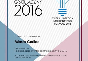 Gorlice laureatem Polskiej Nagrody Inteligentnego Rozwoju 2016