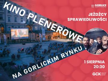 Baner zapraszająćy na film na gorlickim Rynku.
