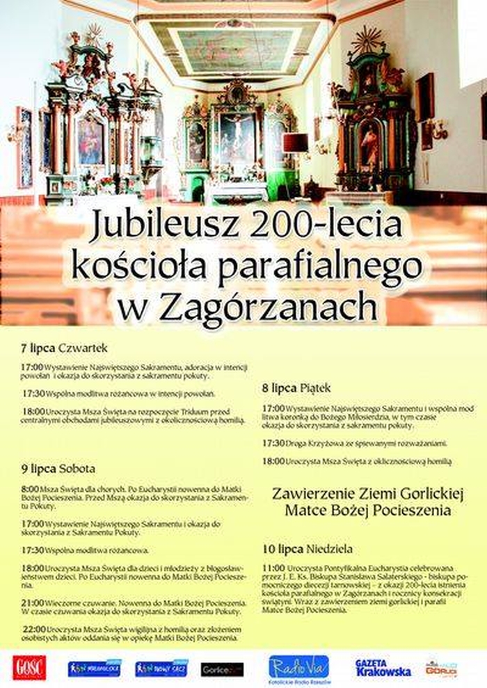 Jubileusz 200-lecia kościoła parafialnego w Zagórzanach