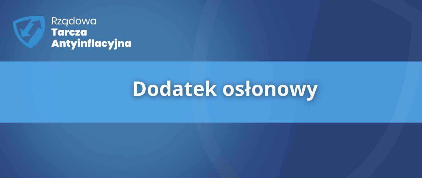 Biały napis Dodatek osłonowy na niebieskim tle.