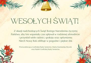 Świąteczne życzenia od Gorlickiej Rady Seniorów